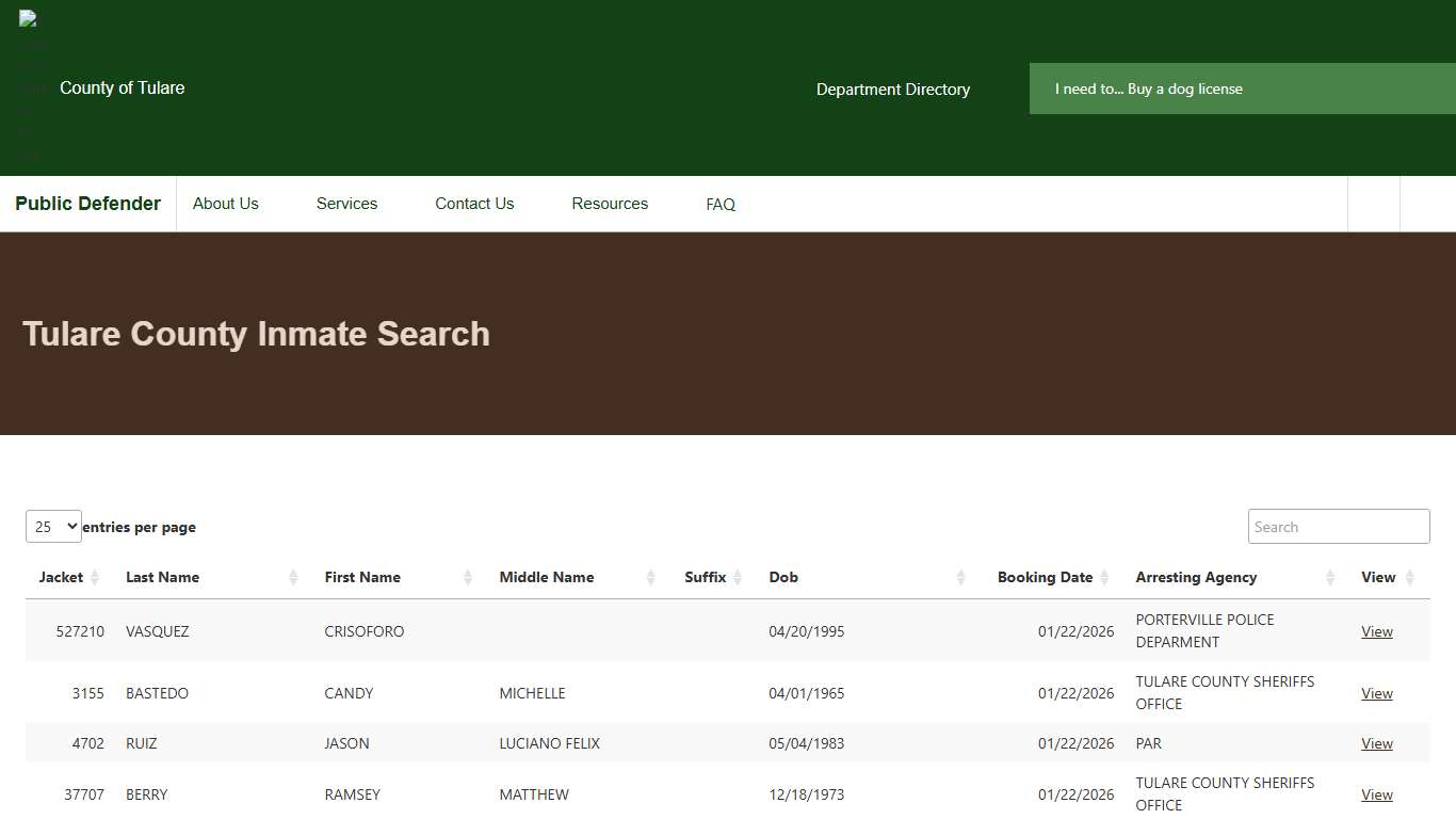 Tulare County Inmate Search Public Defender